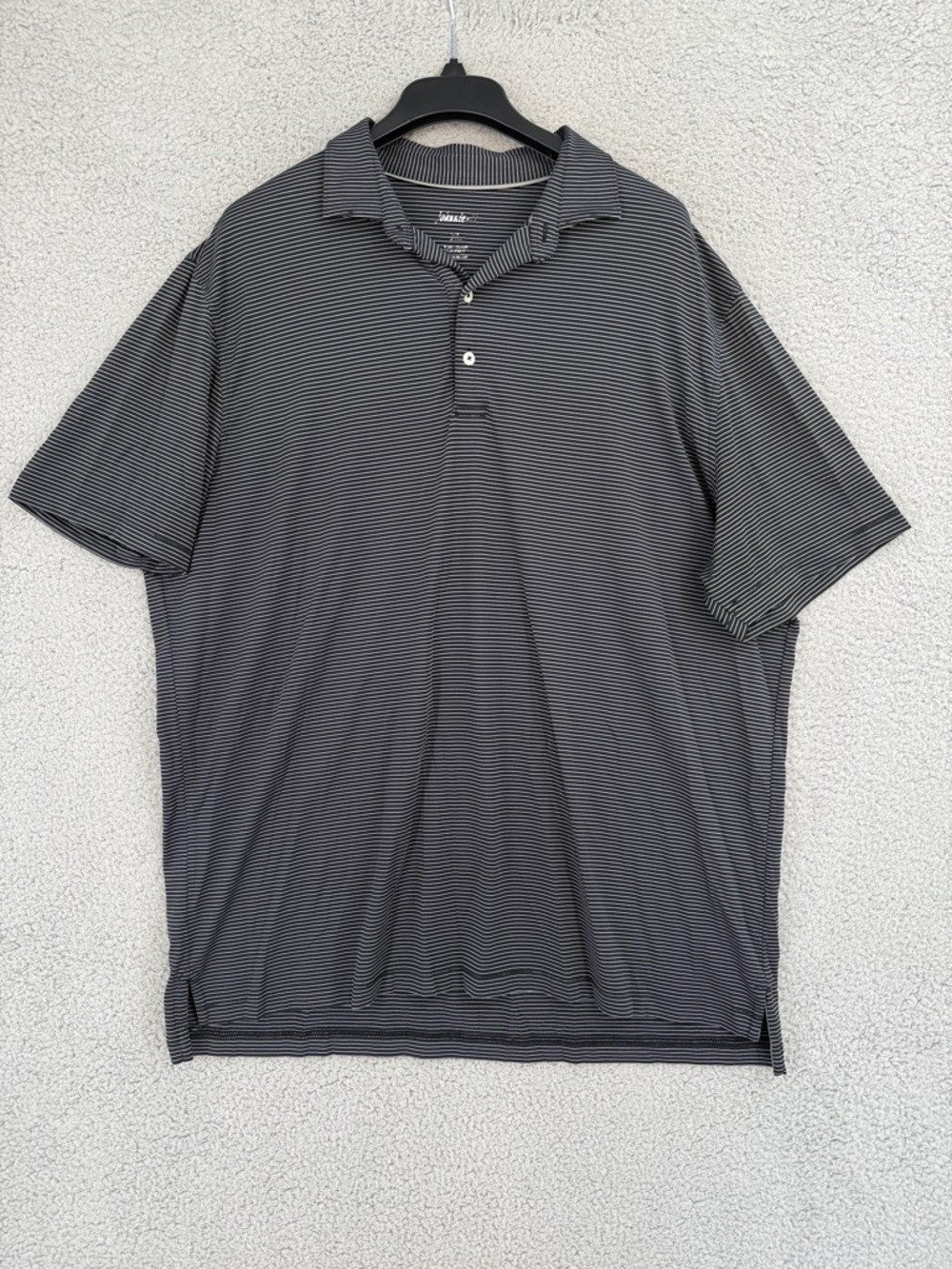 johnnie-O Men’s XL short sleeve performance shirt striped Black & Gray  Polo